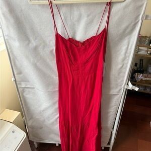 Reformation Crimson Red Slip Maxi Dress